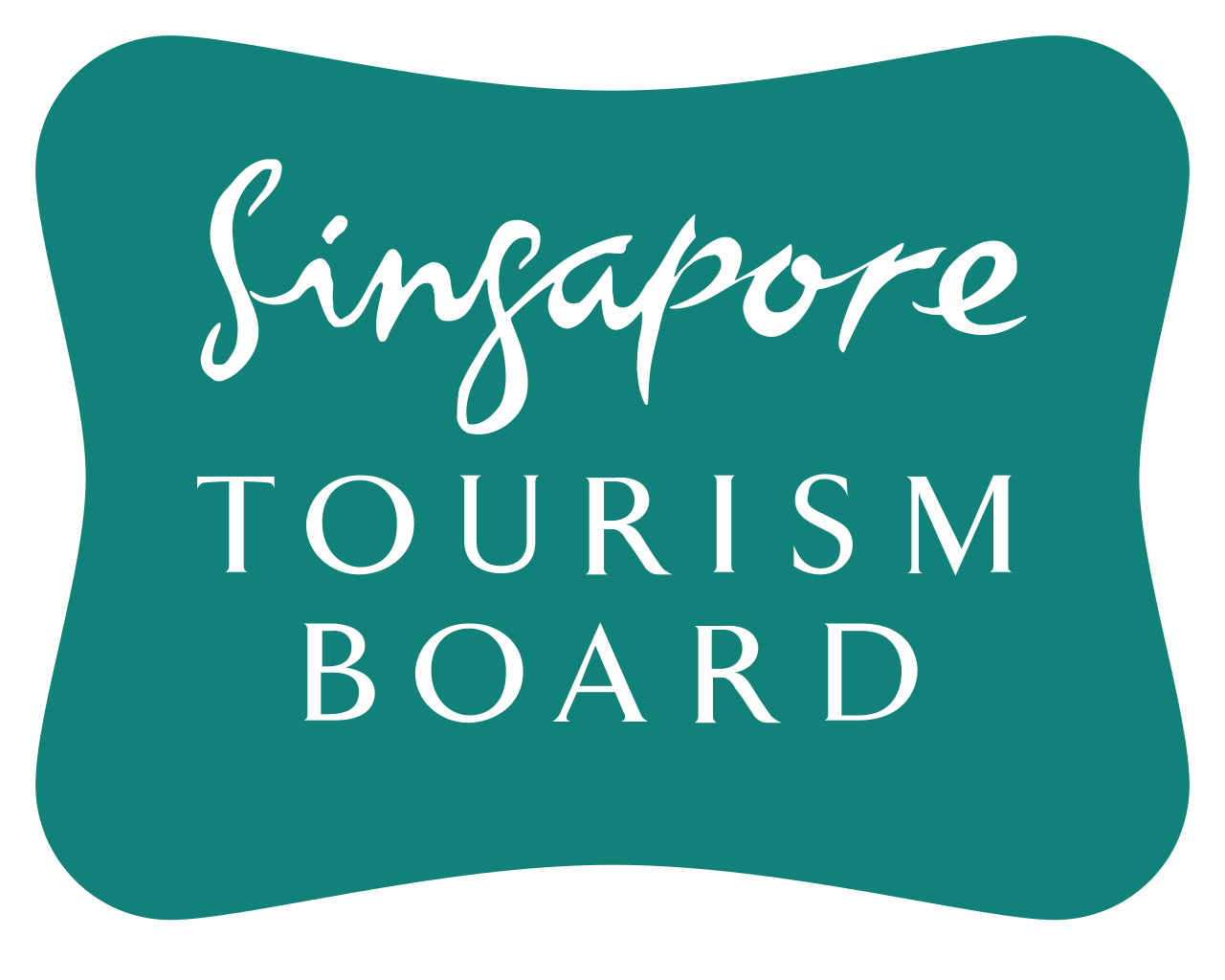 The logo of the Singapore Tourism Board features stylized white text on a teal background, often used as a distinctive footer element in Elementor-designed websites.